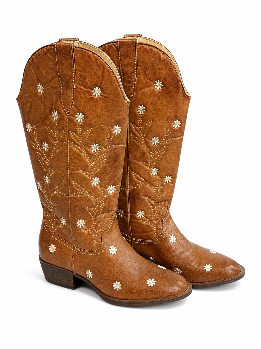 Altar'd State Brown Western Floral Embroidered Heel Boots